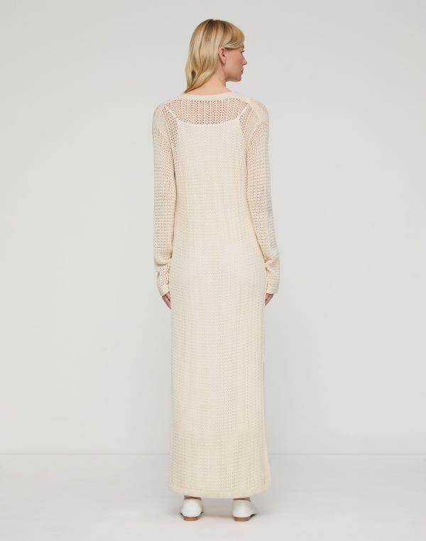 Lafayette148 Cotton Open Knit Tunic Maxi Dress
