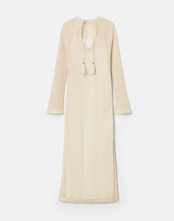lafayette148 Cotton Open Knit Tunic Maxi Dress