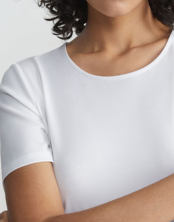 Lafayette148 Cotton Rib Crewneck T-Shirt