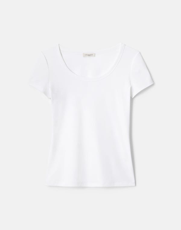 lafayette148 Cotton Rib Crewneck T-Shirt