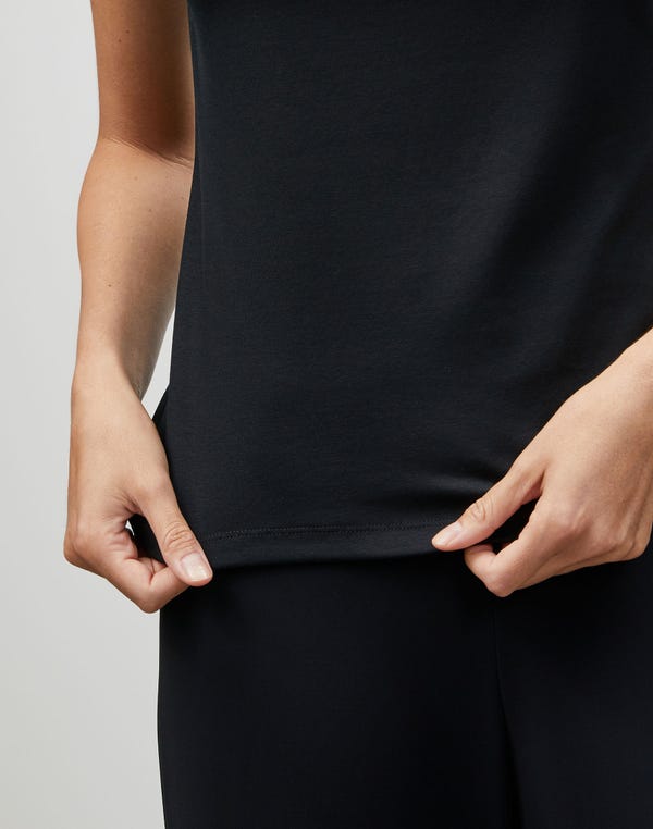 Lafayette148 Cotton Rib Scoop Neck T-Shirt