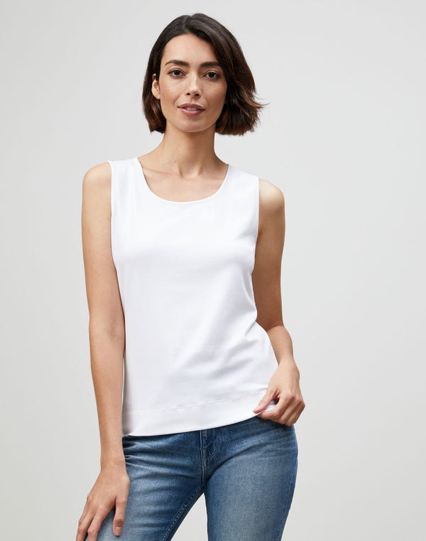 Lafayette148 Cotton Rib Scoop Neck Tank