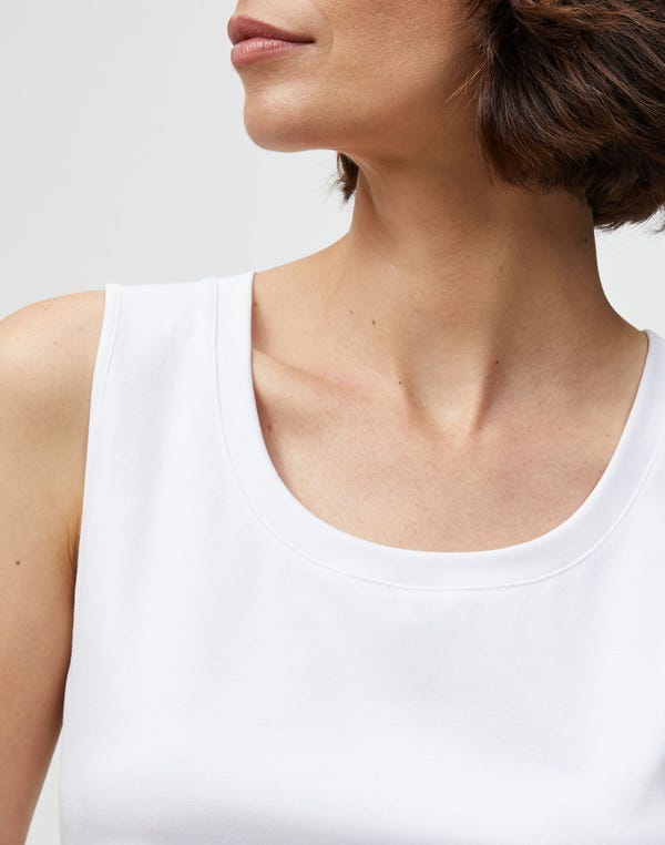 Lafayette148 Cotton Rib Scoop Neck Tank
