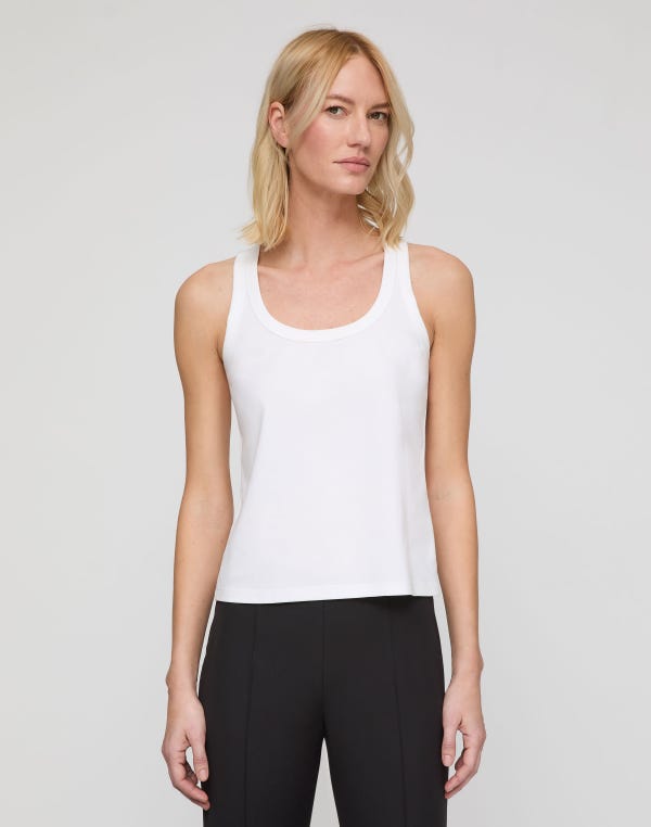 Lafayette148 Cotton Rib Scoop Neck Tank