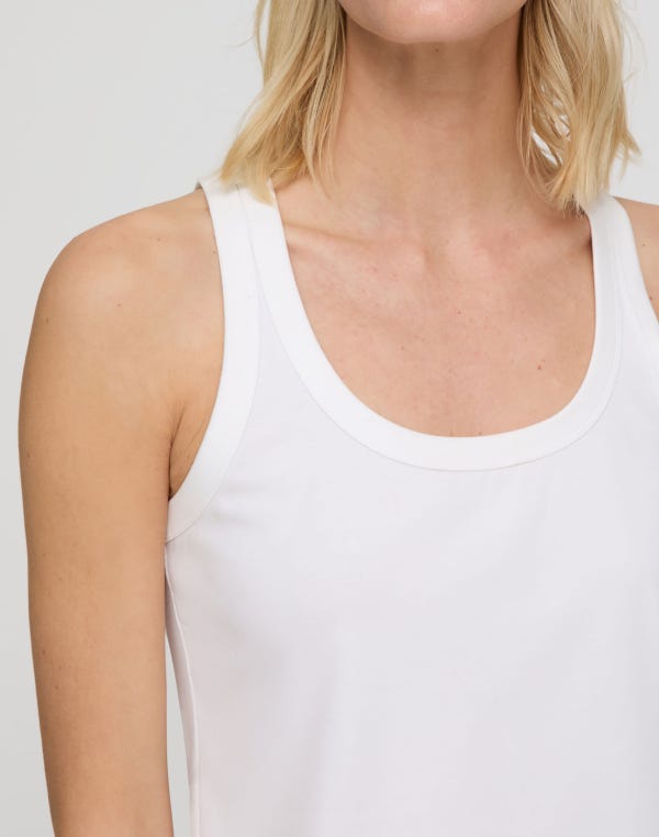 Lafayette148 Cotton Rib Scoop Neck Tank