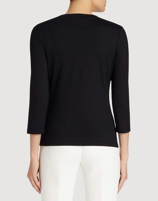 Lafayette148 Cotton Rib V-Neck T-Shirt