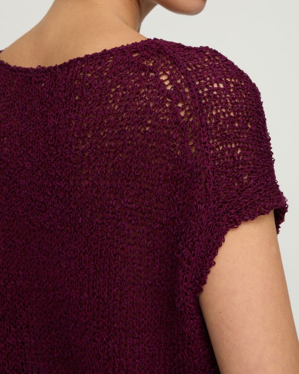 Lafayette148 Cotton-Silk Loop Open Stitch Shell