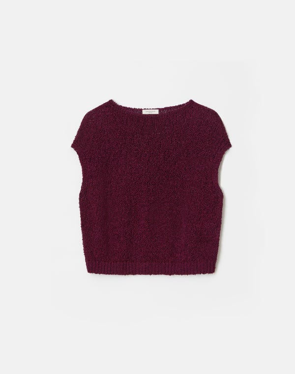 lafayette148 Cotton-Silk Loop Open Stitch Shell