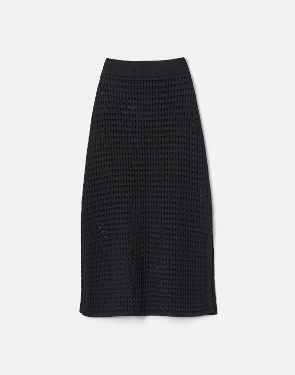 lafayette148 Cotton-Silk Open Knit Midi Skirt