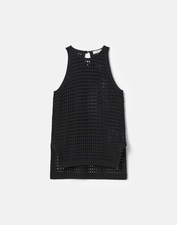 lafayette148 Cotton-Silk Open Knit Racerback Tank