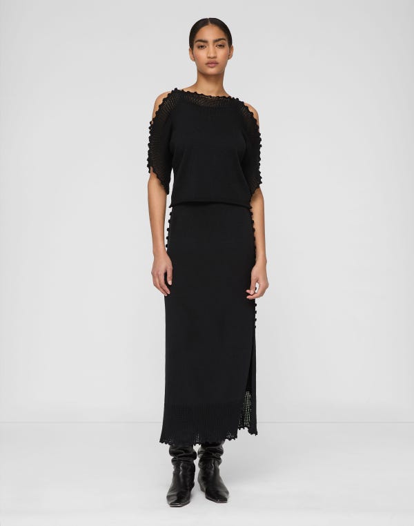 Lafayette148 Cotton-Silk Tape Crochet Trim Sweater