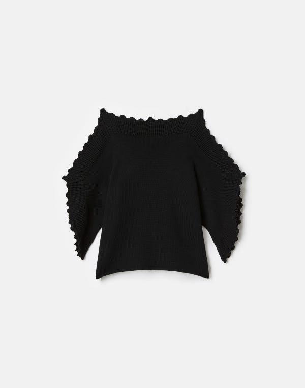 lafayette148 Cotton-Silk Tape Crochet Trim Sweater