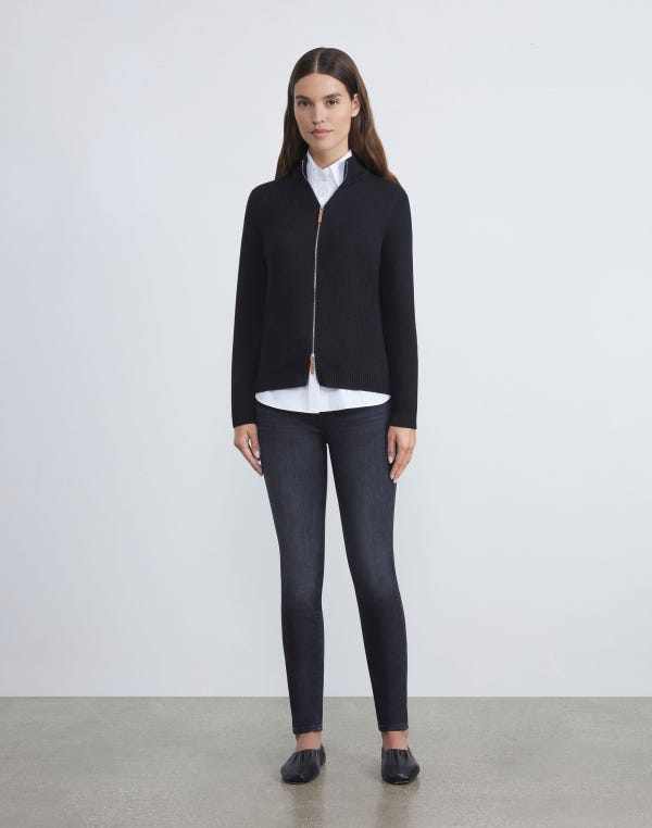Lafayette148 Cotton-Silk Tape Knit Bomber