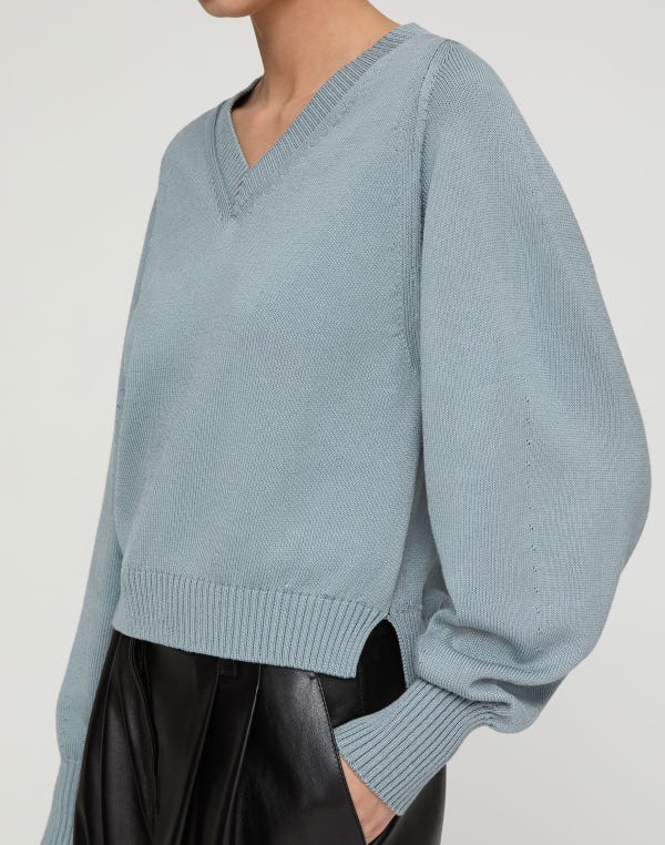 Lafayette148 Cotton-Silk V-Neck Sweater