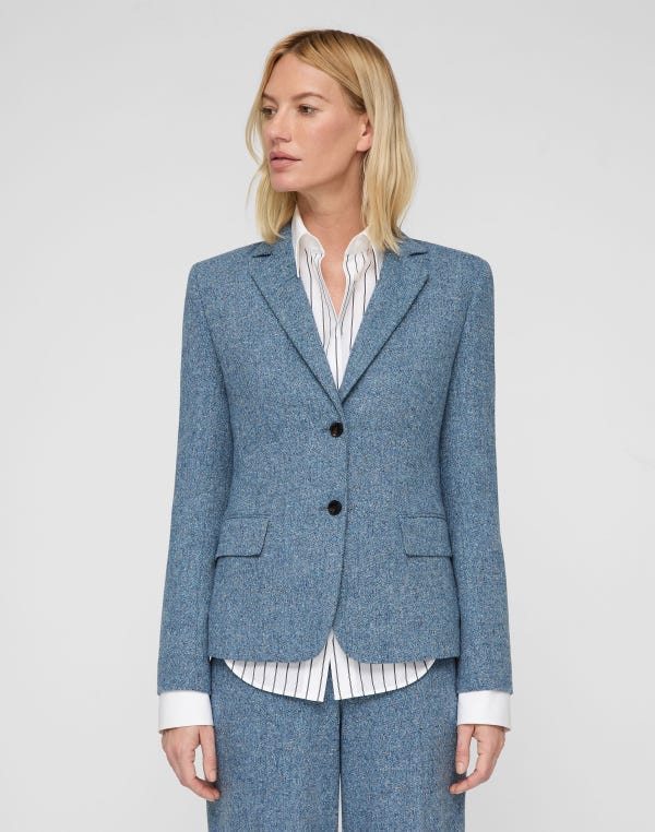 lafayette148 Donegal Tweed Button Fitted Blazer
