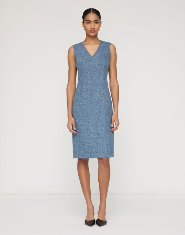 Lafayette148 Donegal Tweed Sleeveless Sheath Dress