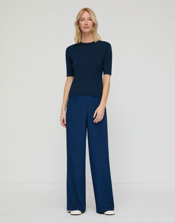 Lafayette148 Fine Cotton-Silk Knit T-Shirt