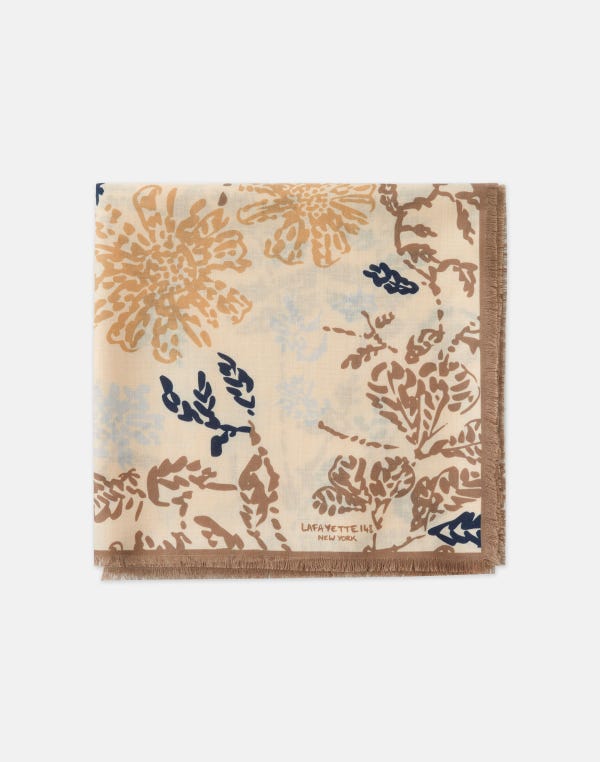 lafayette148 Flora Bloom Print Cashmere-Silk Scarf