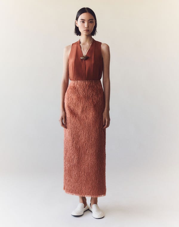 Lafayette148 Fringe Jacquard Maxi Pencil Skirt