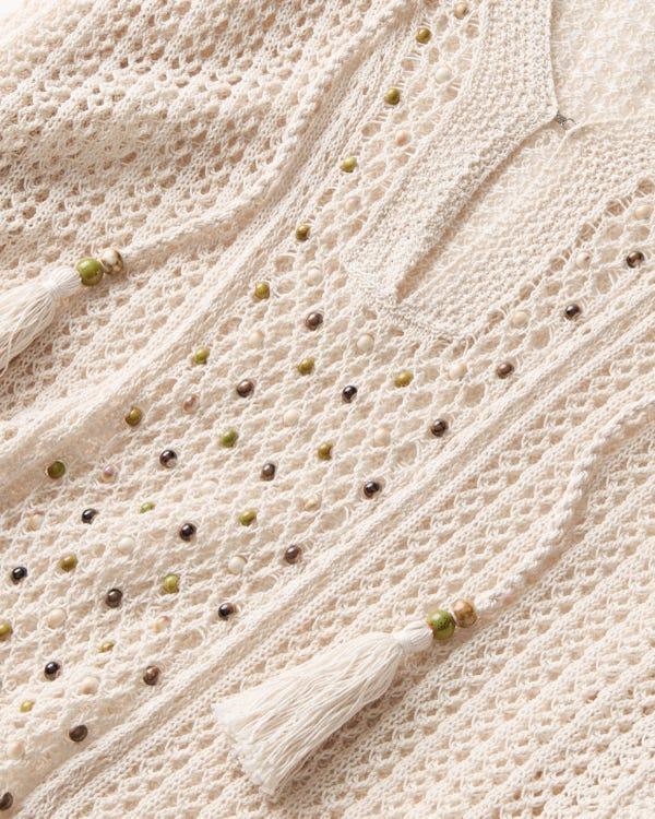 Lafayette148 Hand Beaded Cotton Open Knit Tunic