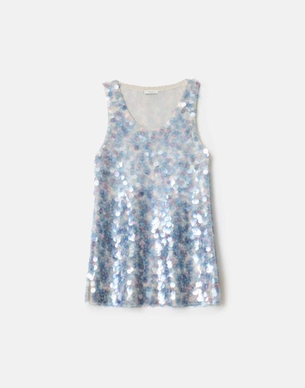 lafayette148 Hand Placed Paillette Cashmere Tank