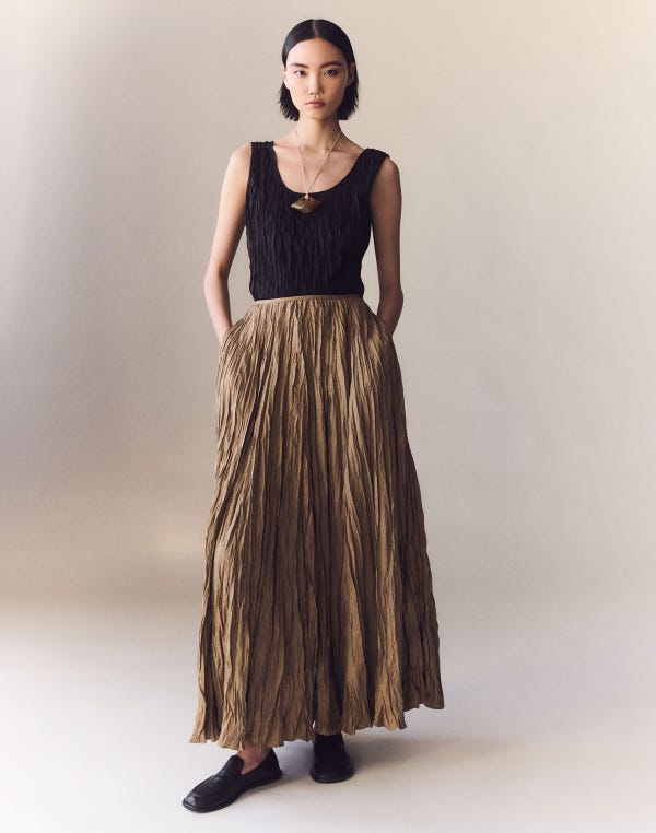 Lafayette148 Hand Plissé Flared Skirt