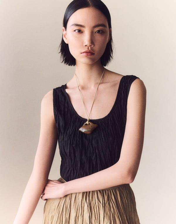 Lafayette148 Hand Plissé Sleeveless Blouse