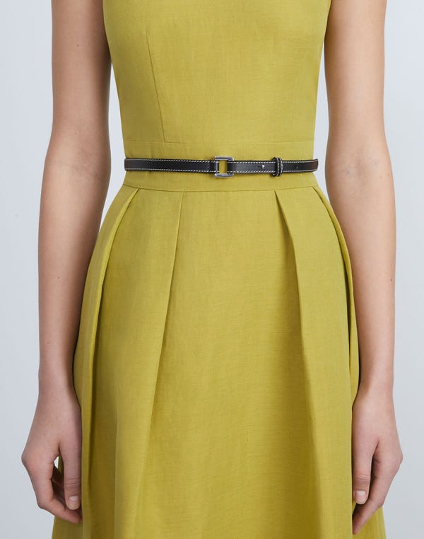 Lafayette148 Italian Vachetta Leather Skinny Belt