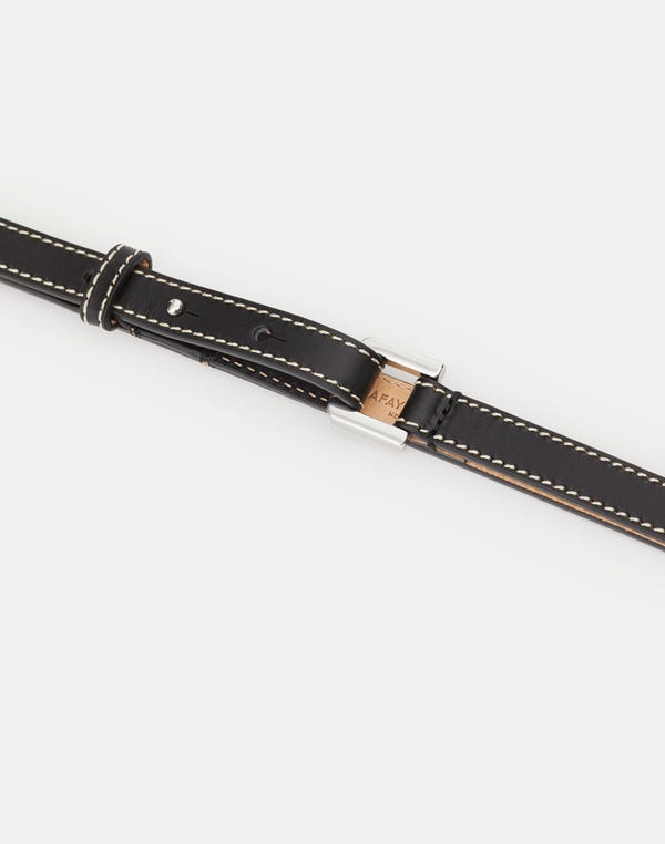 Lafayette148 Italian Vachetta Leather Skinny Belt