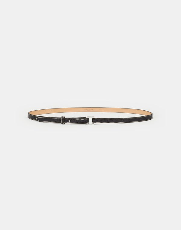 lafayette148 Italian Vachetta Leather Skinny Belt