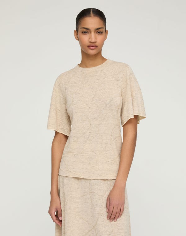 Lafayette148 Jacquard Flutter Sleeve Knit Top