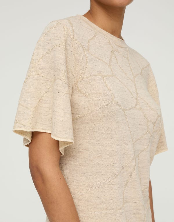 Lafayette148 Jacquard Flutter Sleeve Knit Top