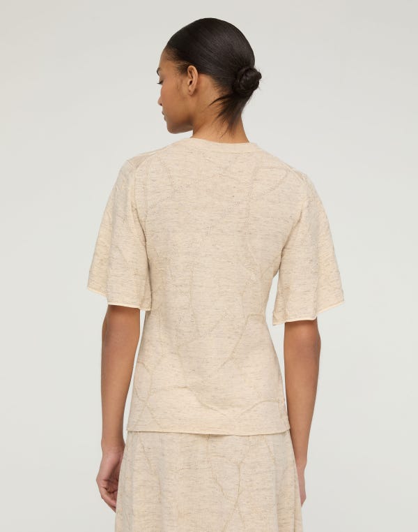 Lafayette148 Jacquard Flutter Sleeve Knit Top