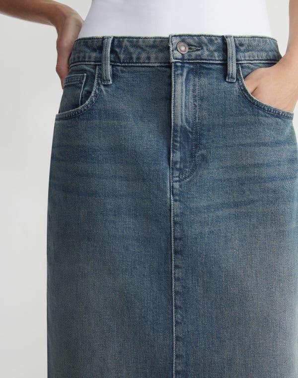 Lafayette148 L148 Denim Slit Front Midi Skirt