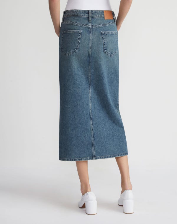 Lafayette148 L148 Denim Slit Front Midi Skirt
