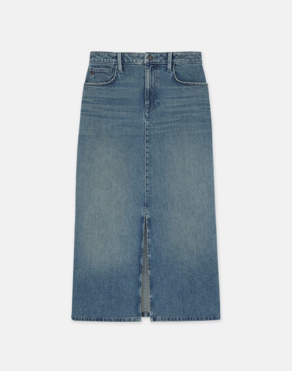 lafayette148 L148 Denim Slit Front Midi Skirt