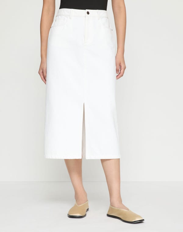 Lafayette148 L148 Denim Slit Midi Skirt