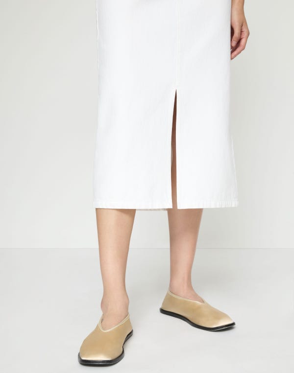 Lafayette148 L148 Denim Slit Midi Skirt