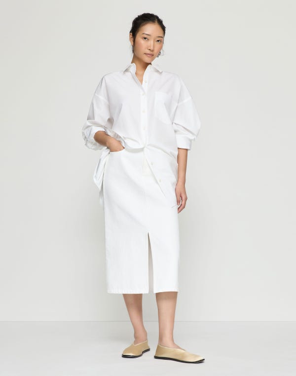 Lafayette148 L148 Denim Slit Midi Skirt