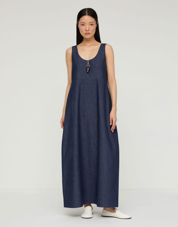 Lafayette148 Lightweight Denim Cocoon Maxi Dress