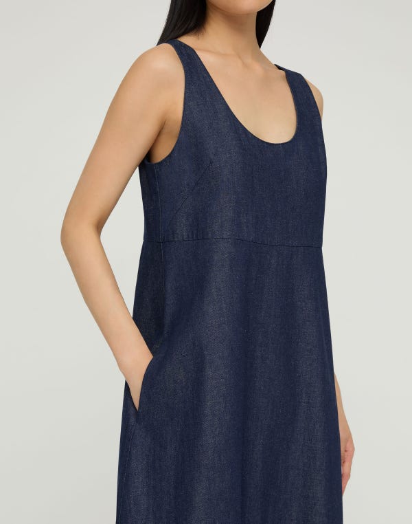 Lafayette148 Lightweight Denim Cocoon Maxi Dress