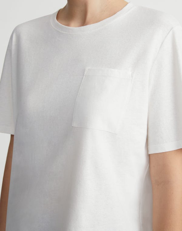Lafayette148 Linen-Cotton Jersey Pocket T-Shirt