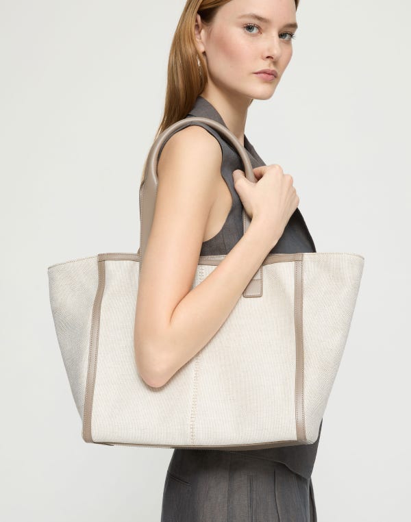 Lafayette148 Linen-Hemp Canvas L Tote—Small