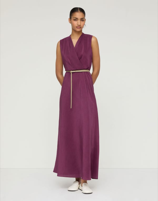 Lafayette148 Linen-Silk Belted Maxi Dress