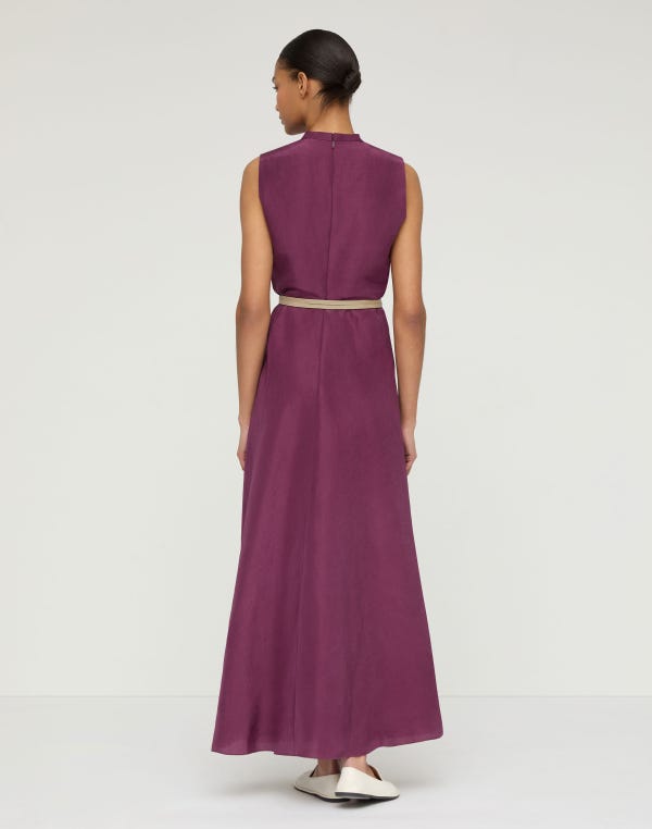 Lafayette148 Linen-Silk Belted Maxi Dress