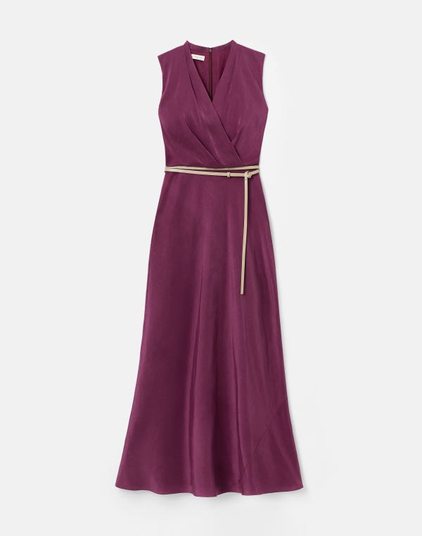 lafayette148 Linen-Silk Belted Maxi Dress
