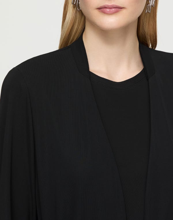 Lafayette148 Matte Jersey V-Neck Belted Jacket