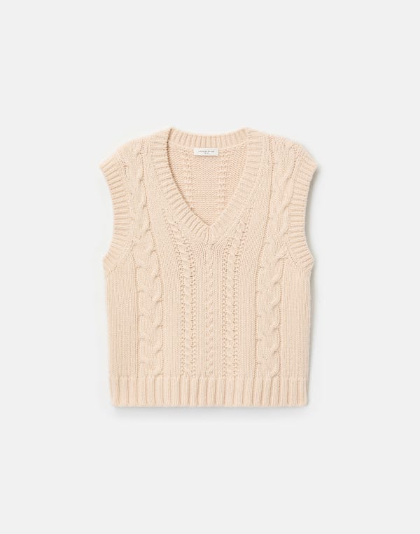 lafayette148 Merino Wool-Cashmere Cable Knit Vest