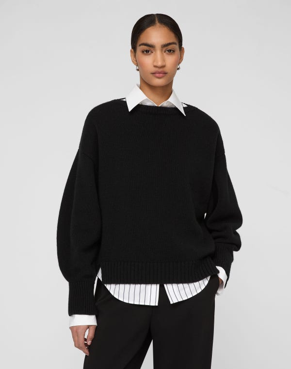 Lafayette148 Merino Wool-Cashmere Tapered Sweater