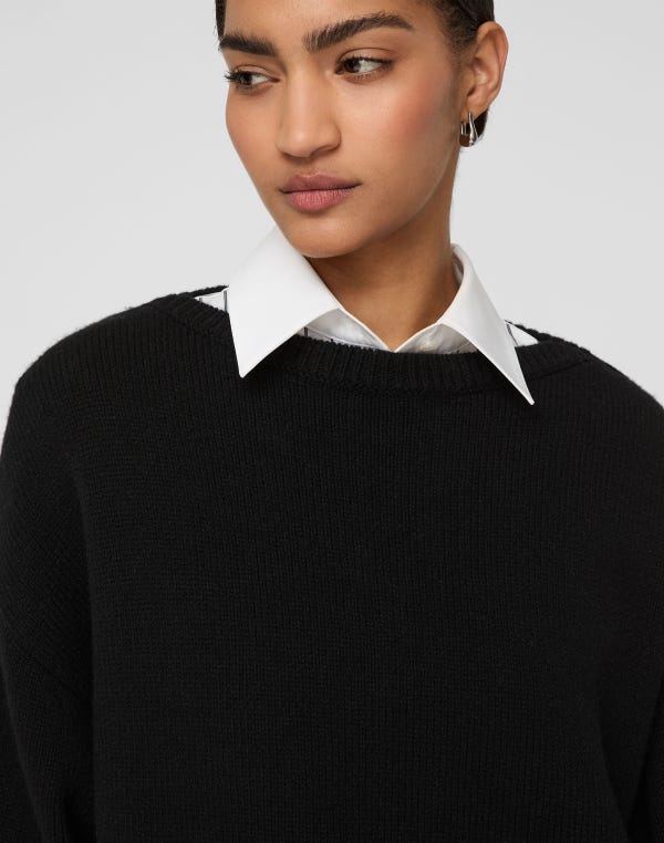 Lafayette148 Merino Wool-Cashmere Tapered Sweater